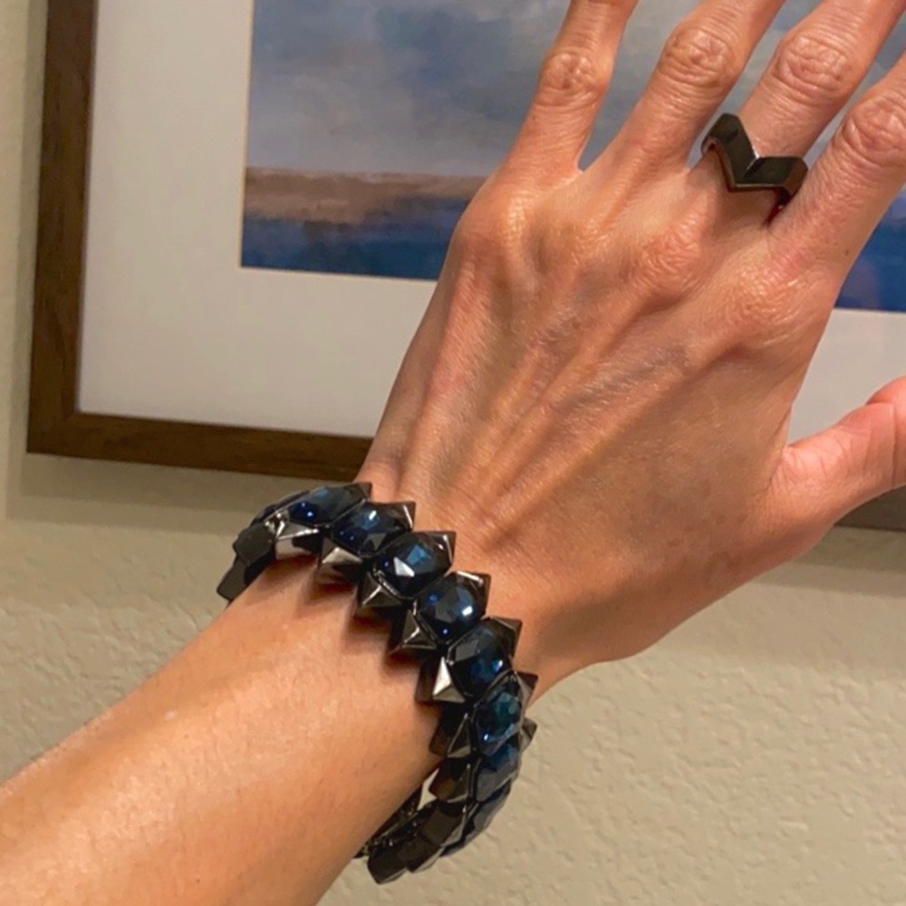 Baublebar elastic blue elastic bracelet gunmetal